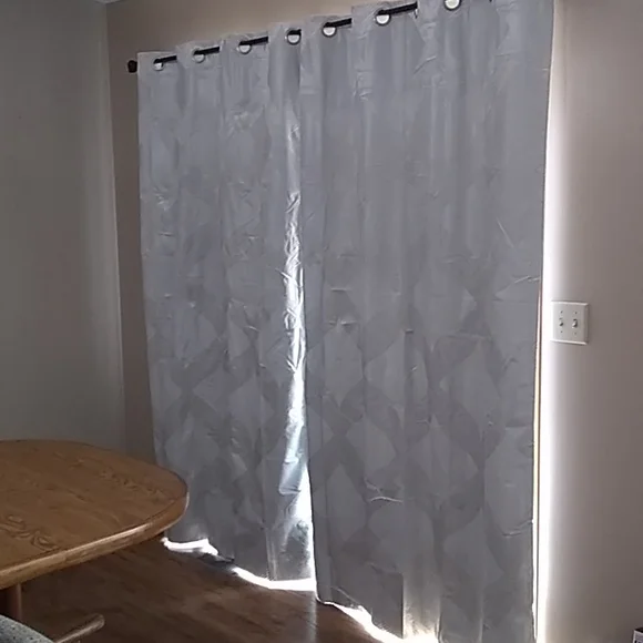 🆕2pr pale silver blackout drapes - Picture 1 of 5